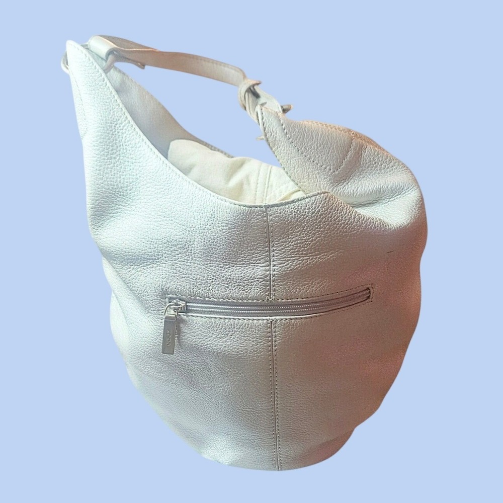 Hobo International Light Grey Pebbled Leather Slouchy Shoulder Bag Handbag